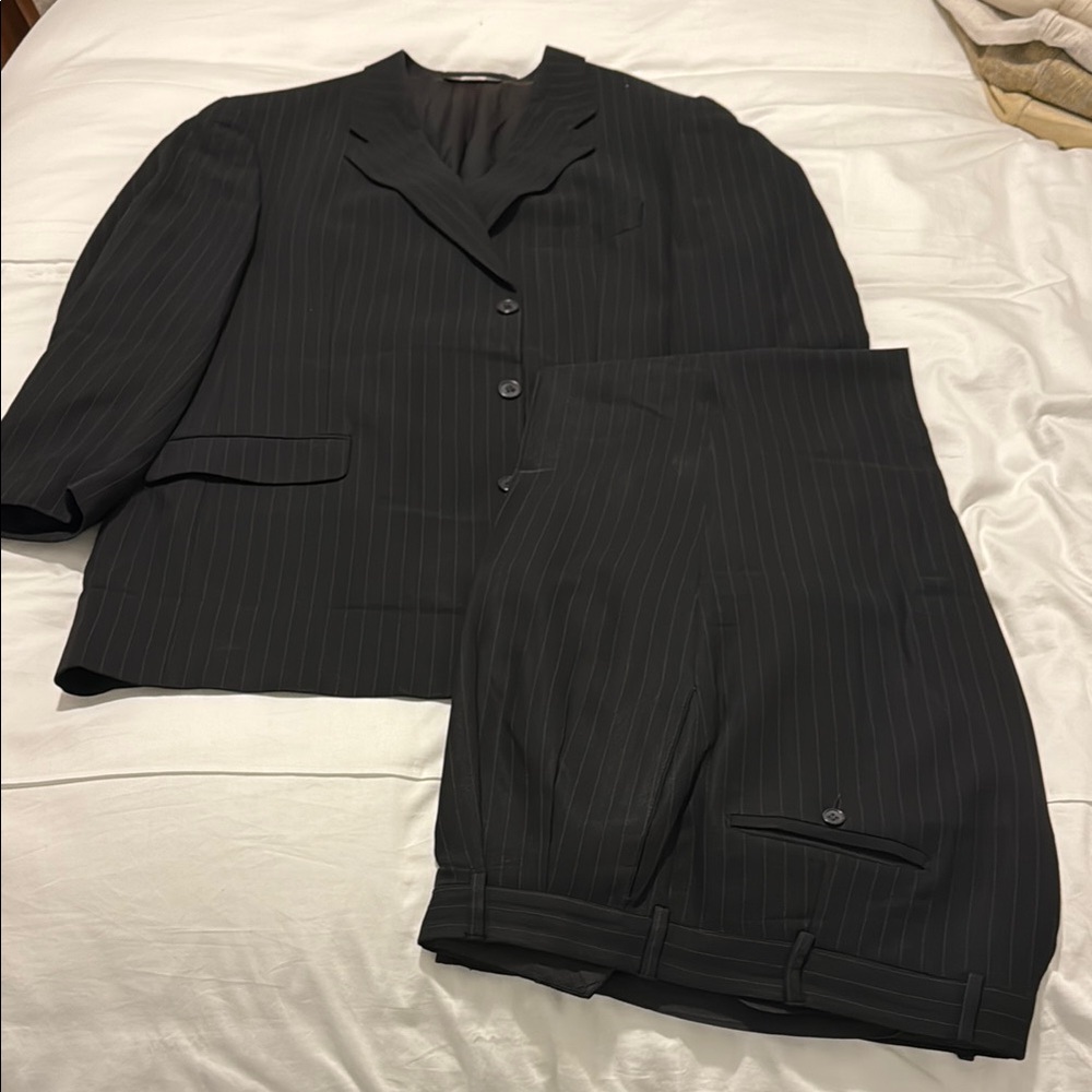 (Orig $1150) Men's Black Pinstripe Suit